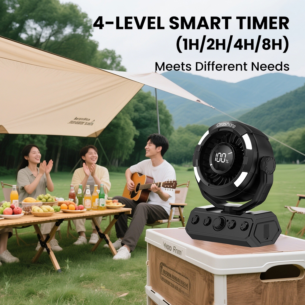 Orashare DF09 20000mAh Rechargeable Camping Fan 100-Speed Remote 180° Oscillating with LED Light - Image 3