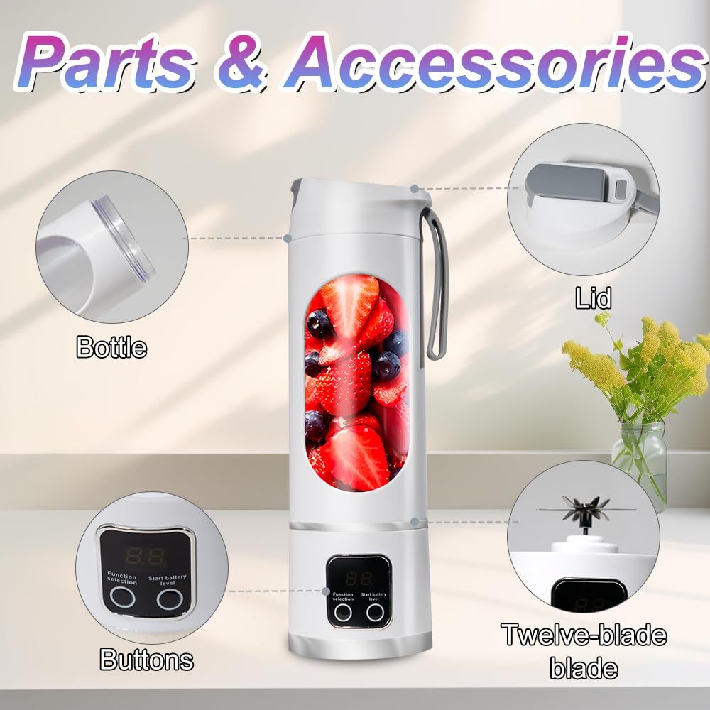 【Free Gift】Portable Juicer 12 Blade Head 3 Gears Adjustable Double Cover Design Long-lasting - Image 6