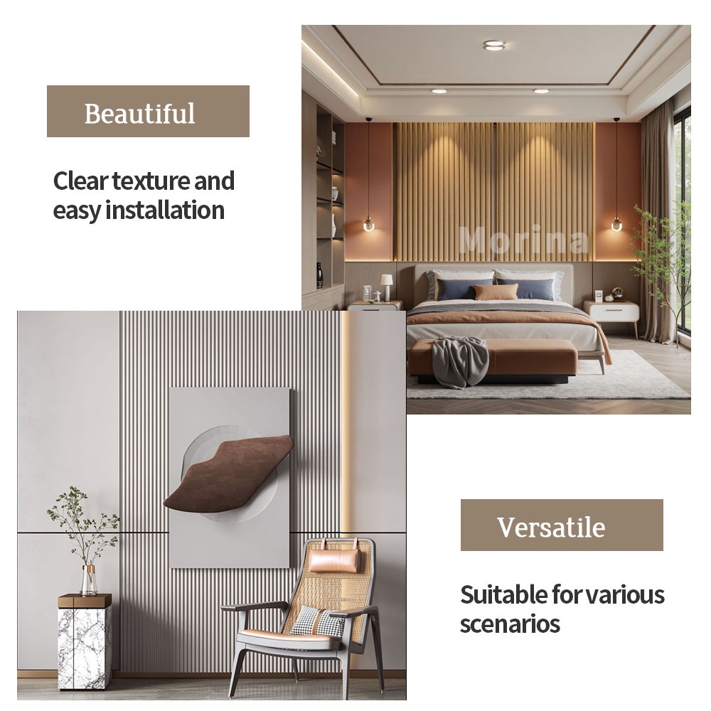20PCS PVC Wall Panel Solid Wood Board Wallpaper Fluted Wall Panel Sticker Waterproof Grille Design - Image 5