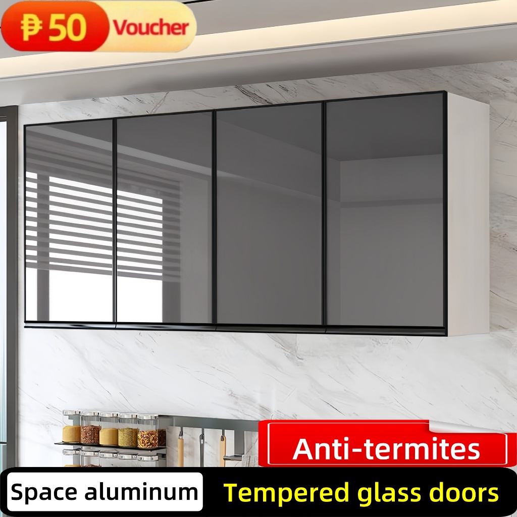 Aluminum Kitchen Cabinet Wall Mounted Glass Pantry Hanging Cabinet Wall For Kitchen Bedroom Storage - Image 7