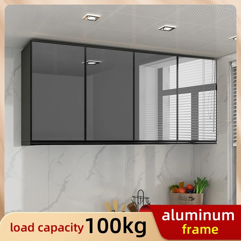 Aluminum Kitchen Cabinet Wall Mounted Glass Pantry Hanging Cabinet Wall For Kitchen Bedroom Storage - Image 4