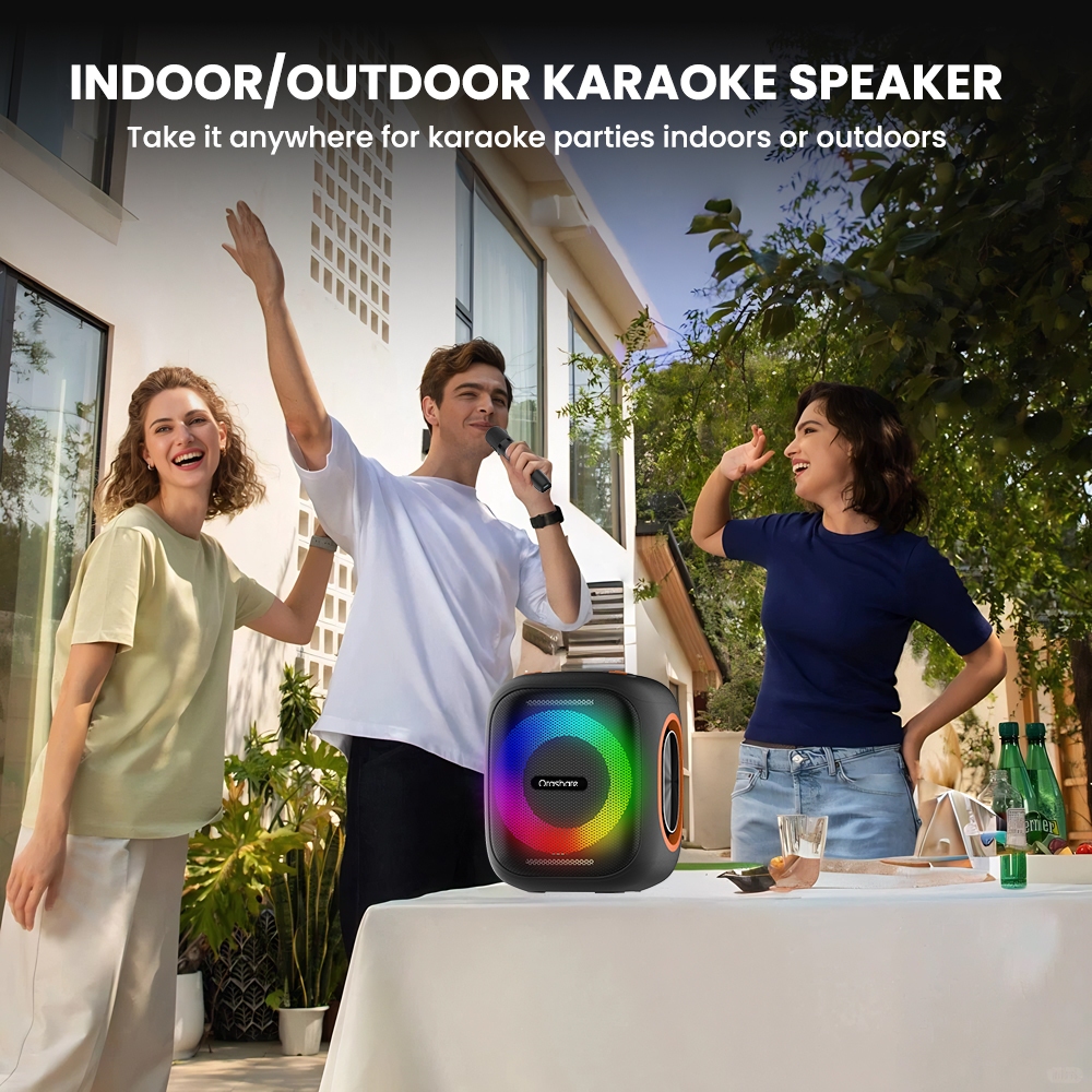 Orashare BSH03 40W Karaoke Bluetooth Speaker With Dual Wireless Mics Big Sound Party Speaker RGB - Image 6