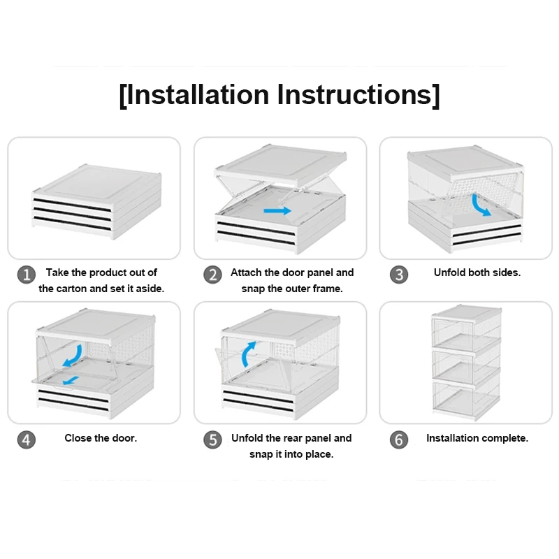 gooreestyle Transparent Foldable Shoe Rack Cabinet Storage Organizer Box Shelf Installation-Free - Image 6