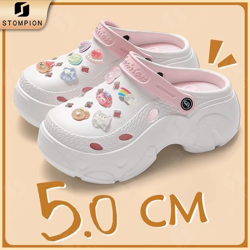 STOMPION Flat Sandals For Women Clogs Cartoon Chunky Rubber Sandals Beach Slippers For Women - Image 5