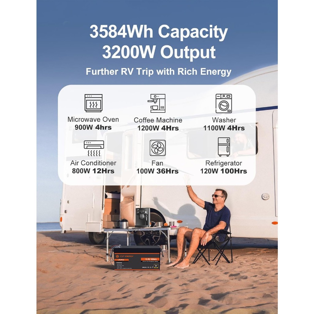 CST ENERGY LiFePo4 Battery 12V 100AH Lithium Battery 12V280AH Solar Battery 12V 100AH Built in BMS — view 4
