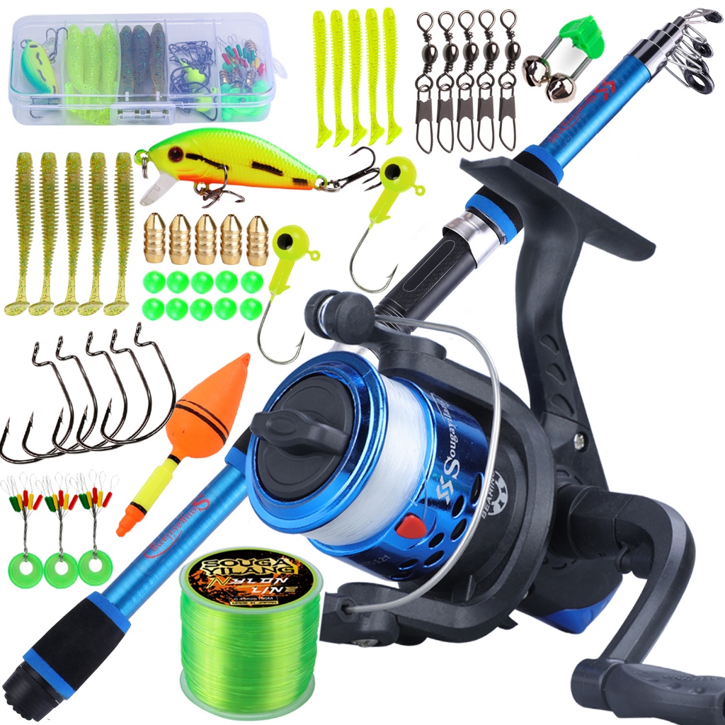 Full Set 1.8m Telescopic Fishing Rod Glass Fiber 6 Sections and Fishing Reel with Line Accessories - Image 2