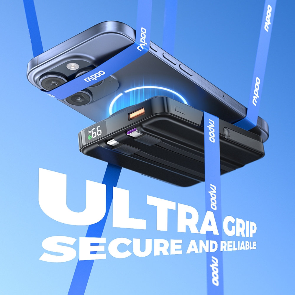 Rapoo P1 10000mAh High Capacity 22.5W Type-C Built Cable with Magnetic Fast Charging Powerbank -blck - Image 4