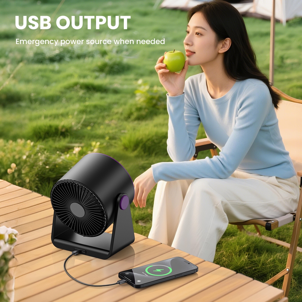 Orashare DF03L 10000mAh Rechargeable Desk Fan with LED Light 100 Gears Silent High Speed Table Fan - Image 5