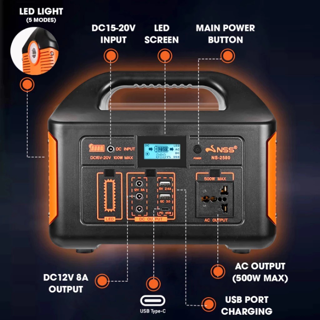 nss 300w 80000mAh Large Capacity Power Station multi-functional Portable Solar Generator - Image 3