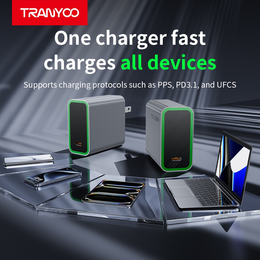 Tranyoo US8 120W Gallium Nitride Fast Charge set Full protocol compatibility Low Temperature - Image 3