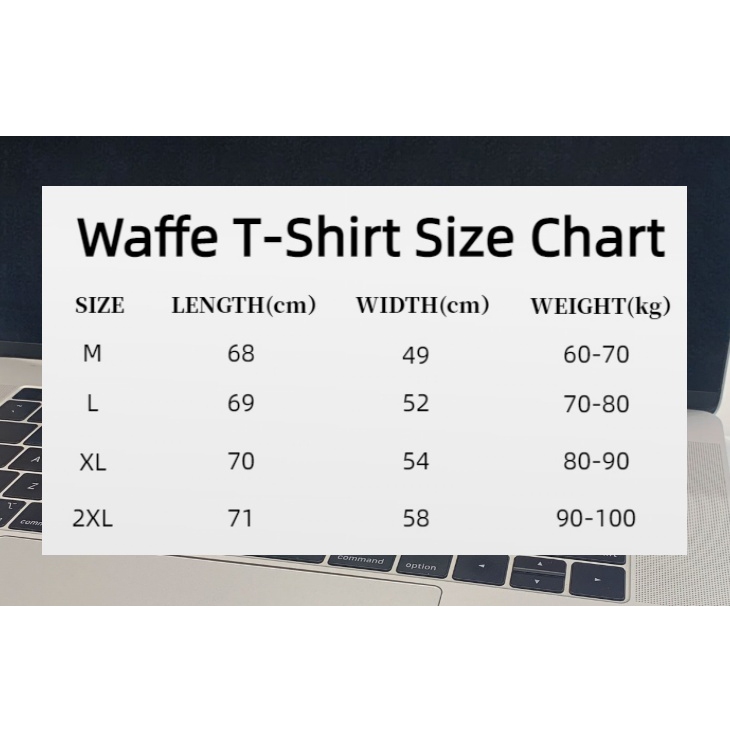 Total 4 pieces waffle unisex T-shirt round neck oversized men's solid color T-shirt tropical trend c - Image 8
