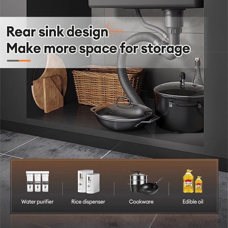 SUS304 kitchen sink thick free drain and basket single double black and silver stainless steel - Image 5