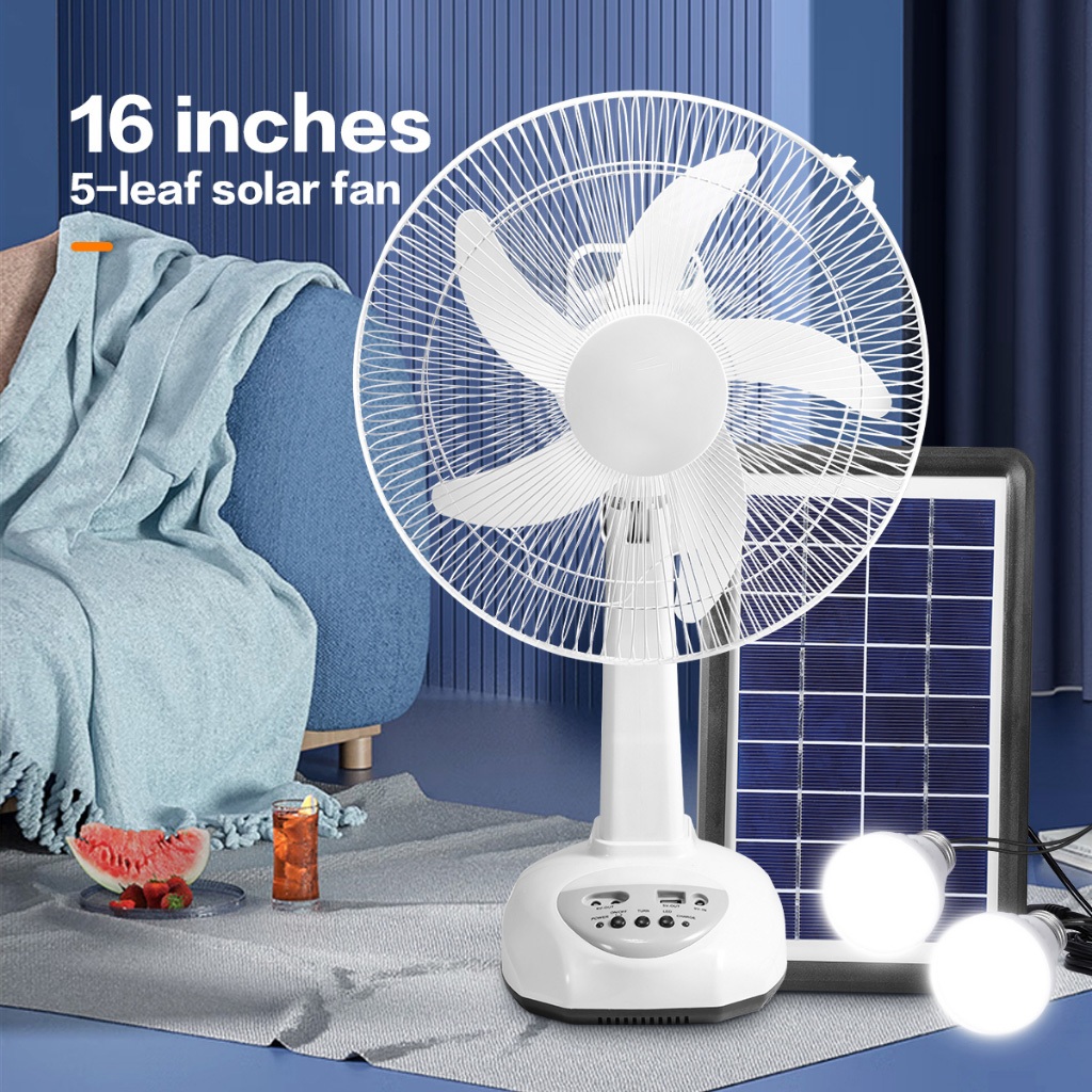 NASA 12/14/16 Inch Solar Electric Fan With Panel Solar Fan With Light Rechargeable Stand Home Use - Image 4