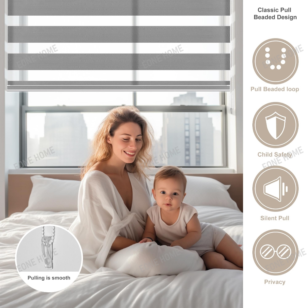 Eone Home 60/80/100/120/140/150 Width Curtain Blinds For Window Korean Venetians Duo Roller Blinds - Image 7