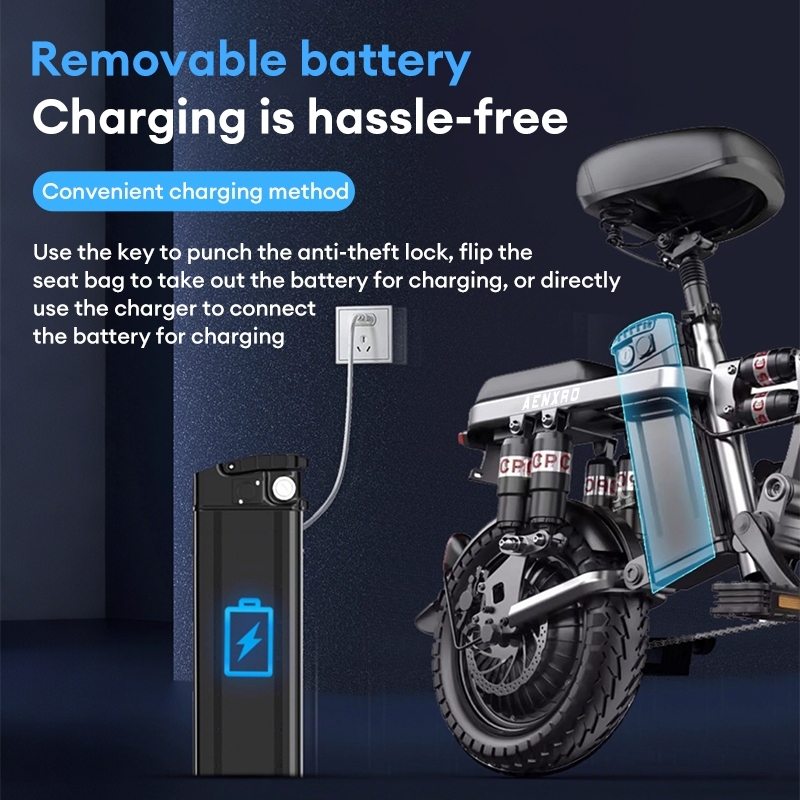 Electric bike for adult foldable Two Wheels e bike 48V12A 14 inch Multiple shock absorbers ABS brake - Image 2