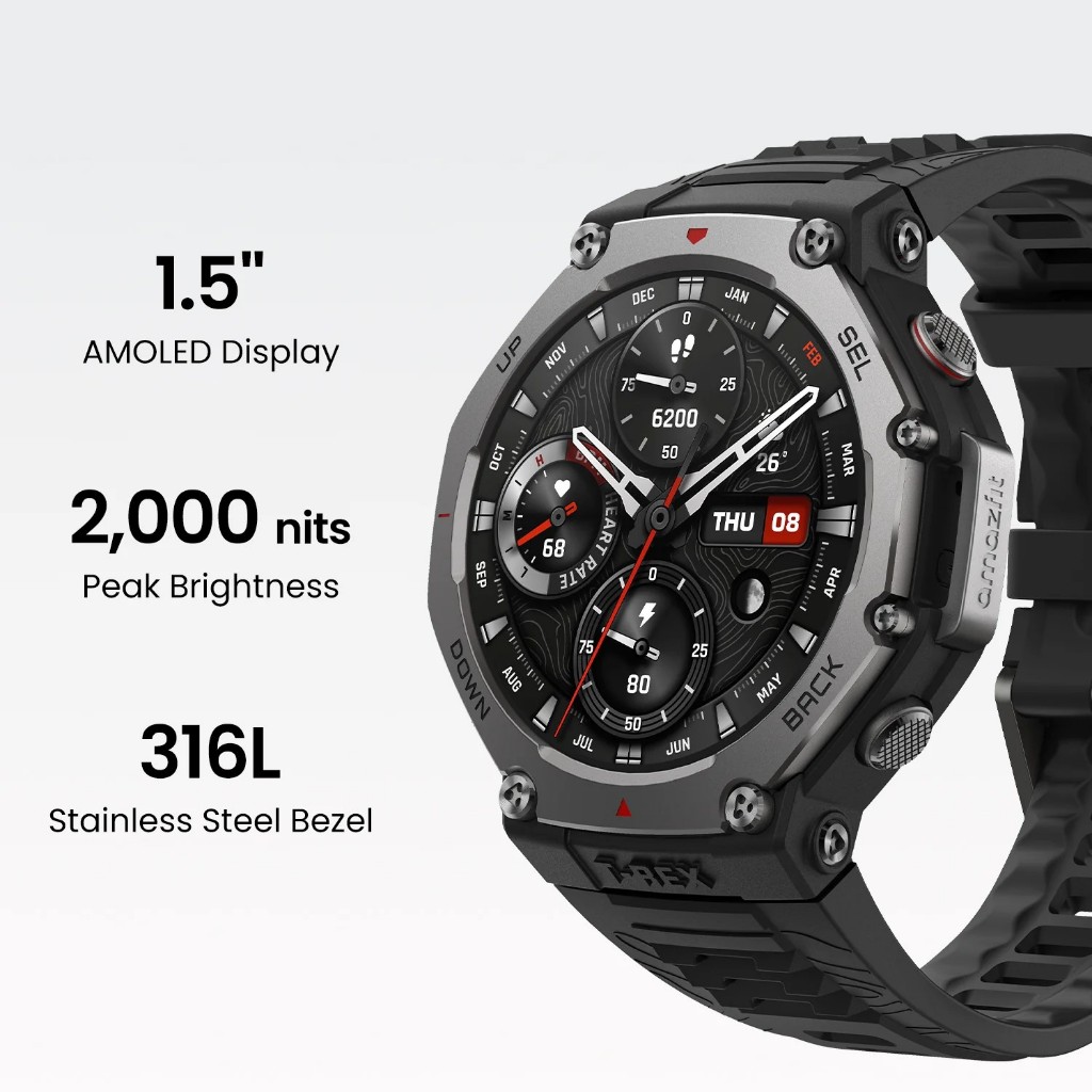 [Outdoor] Amazfit T-Rex 3 Smartwatch AMOLED Dual-Band GPS Offline Map 45m Free Diving 27Days Battery - Image 2