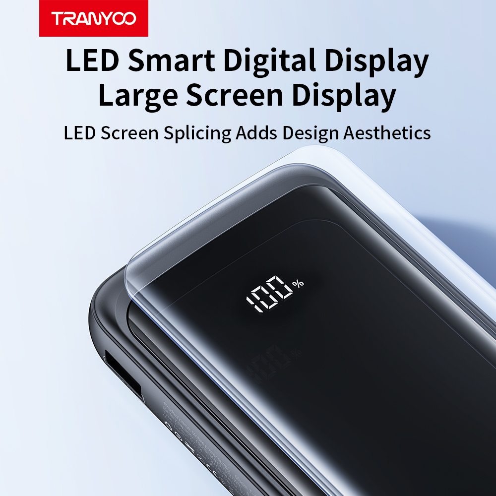 Tranyoo D11 20000mAh Power Bank Built in 4 Cables Lightning / Type-c / Micro USB/ USB Fast Charging - Image 7