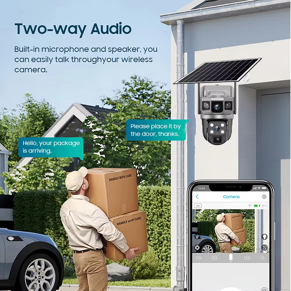 V380 Three Lens 4G SIM Solar CCTV Camera Outdoor Waterproof Auto Tracking No Lighting Required — view 5