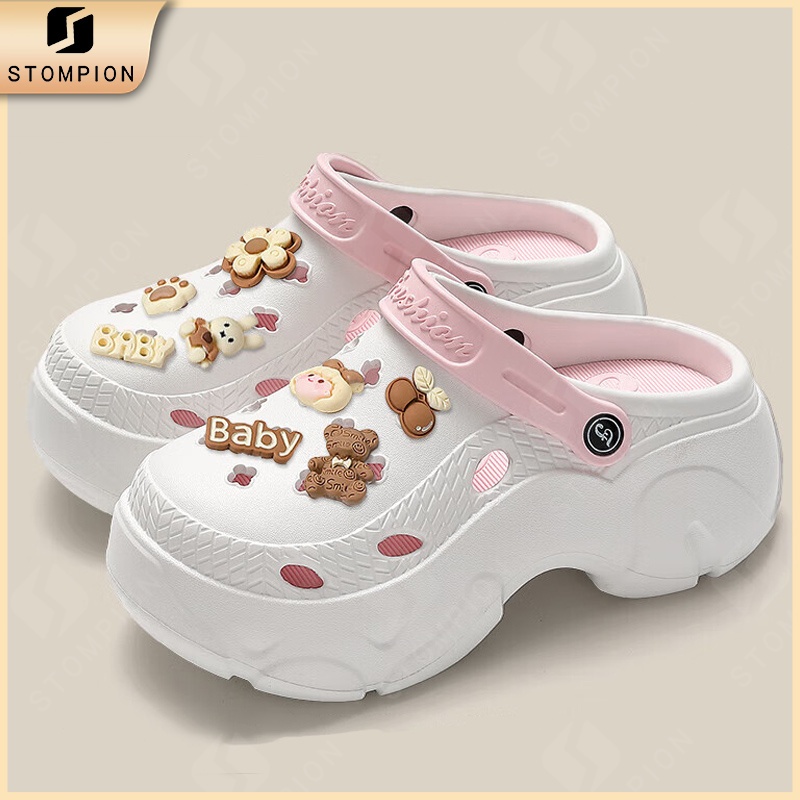 STOMPION Flat Sandals For Women Clogs Cartoon Chunky Rubber Sandals Beach Slippers For Women - Image 7