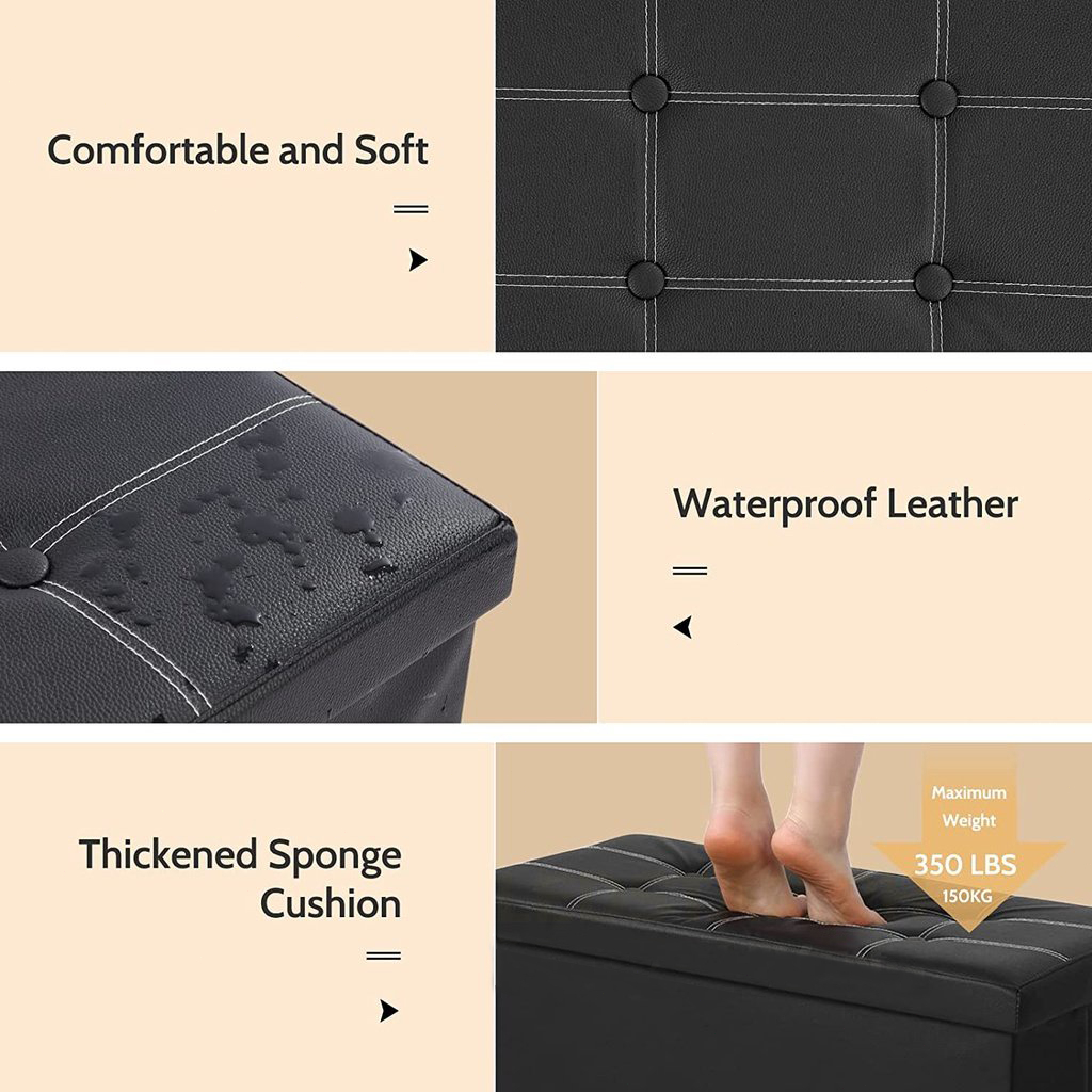 BUY 1 TAKE 1 Multfunctional Foldable Ottoman Storage Foot Stool Waterproof Leather Footstool Storage - Image 6