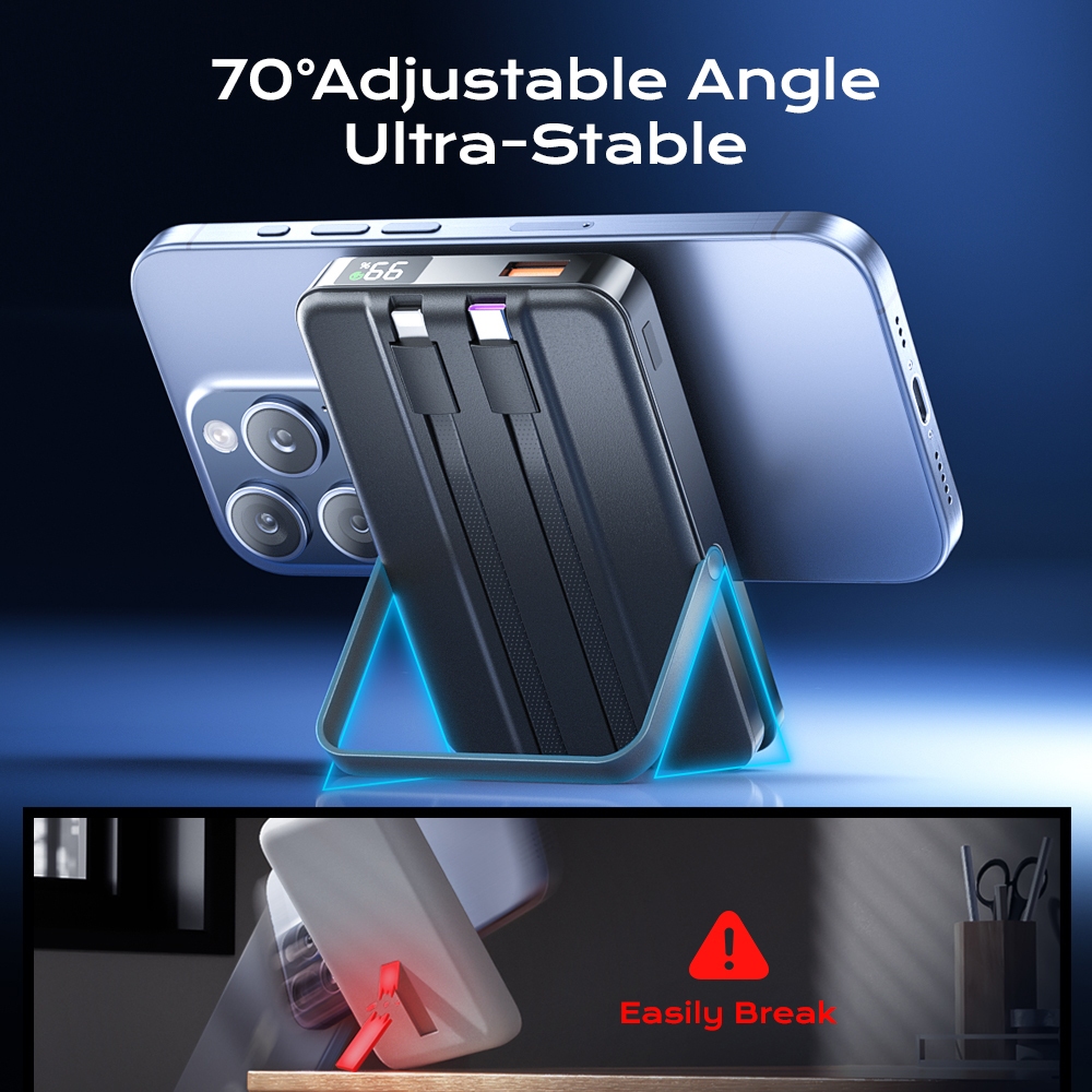 Rapoo P1 10000mAh High Capacity 22.5W Type-C Built Cable with Magnetic Fast Charging Powerbank -blck - Image 7