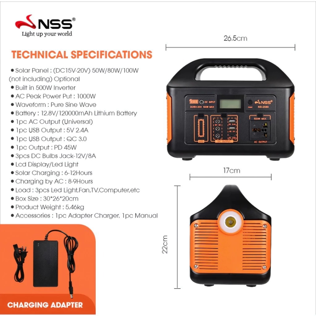 nss 300w 80000mAh Large Capacity Power Station multi-functional Portable Solar Generator - Image 7