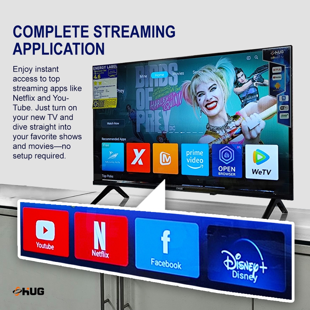 HUG 32 Inches Smart TV Android 15 Digital TV Netflix Youtube 1080p HD Resolution Frameless LT32 - Image 7