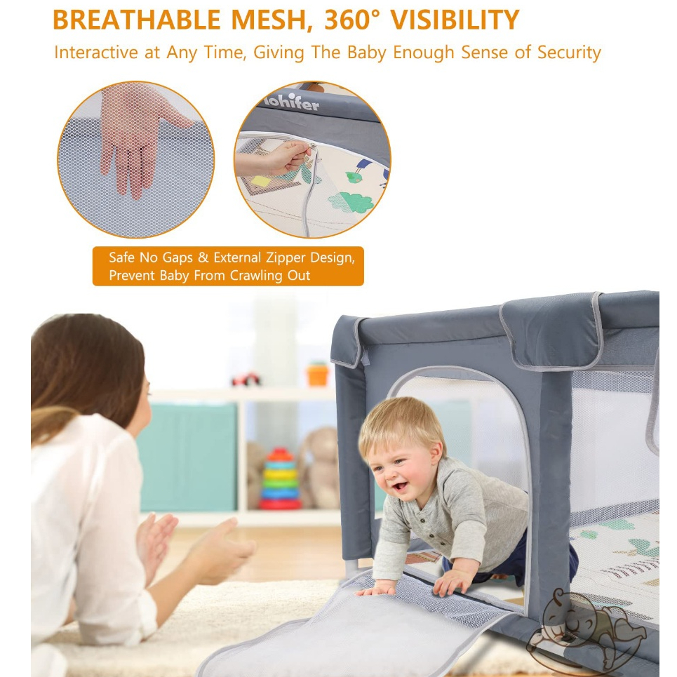 NIVICO BEBE Playpen For Baby With Foam Queen King Size Indoor Breathable Mesh Safety Baby Playpen - Image 3