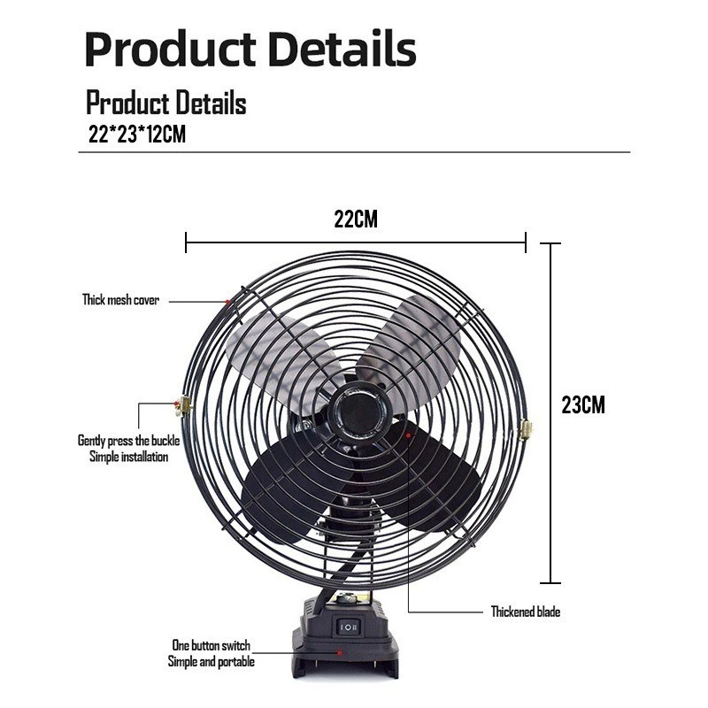 Cordless Fan - 8 inch 40000MAH Rechargeable Fan - 90°~135° Adjustable angle High Power Desk Fan - Image 2
