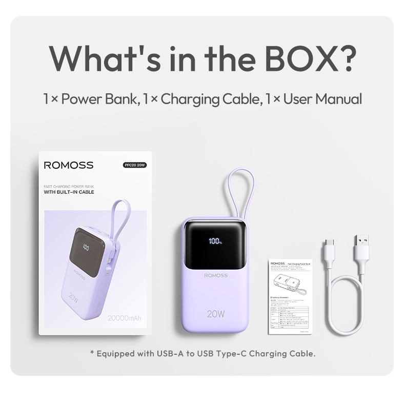 Romoss PFC20 L/C 20000mAh 22.5W Fast Charging Built-in Massive Powerbank Series Smart Led Display - Image 7