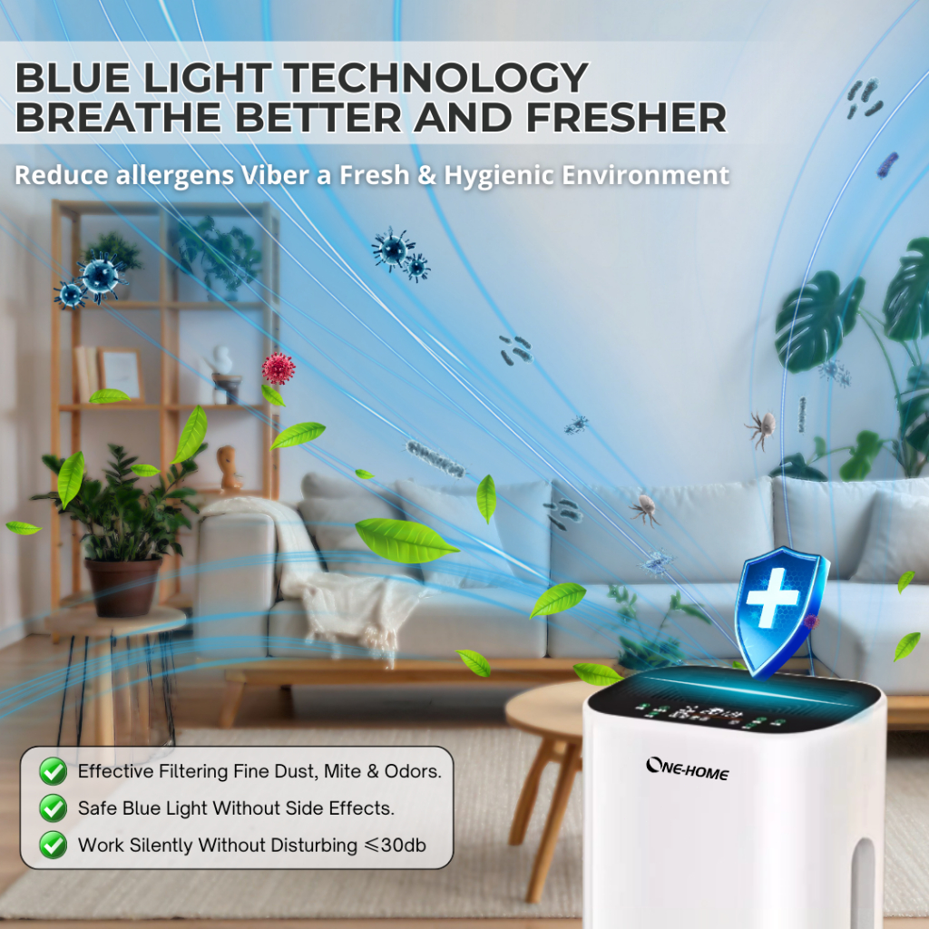 ONE HOME Air Purifier HEPA Carbon Filter for Room Office Remove Dust and Odor Pet Dander UV Light - Image 5