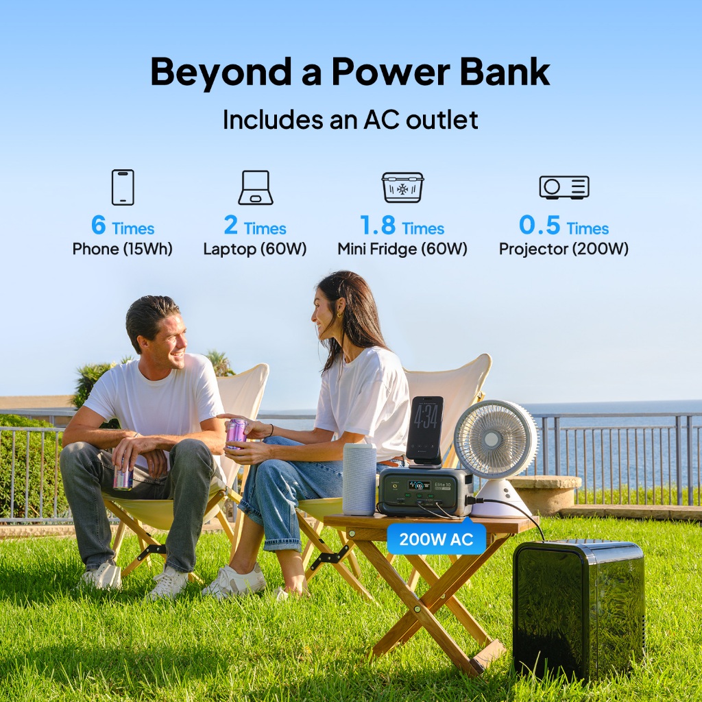 BLUETTI Portable Power Station Elite 10, 128Wh 34,595mAh LiFePO4 Battery with 200W AC Outlet, 10ms U - Image 6