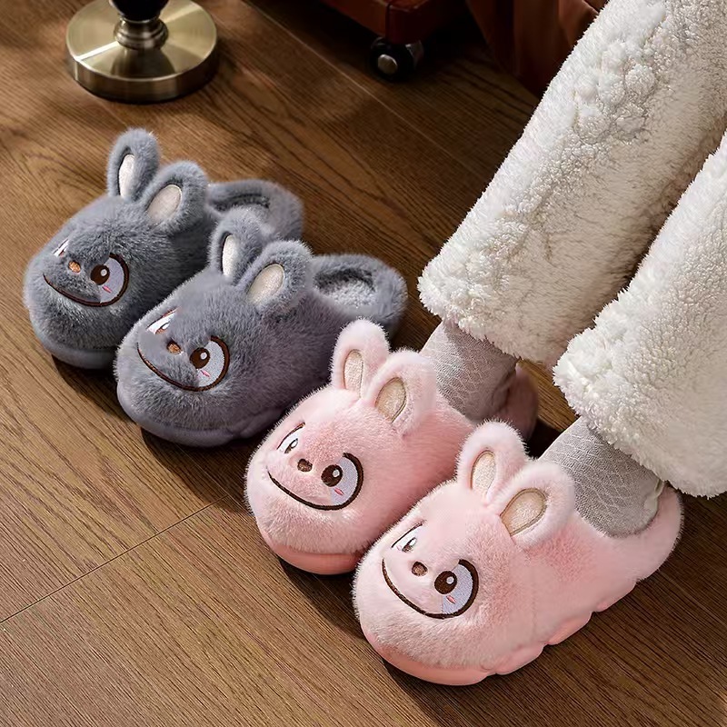 Plush cute rabbit children slippers boys soft sole non slip home fur kids girls Indoor slipper - Image 7
