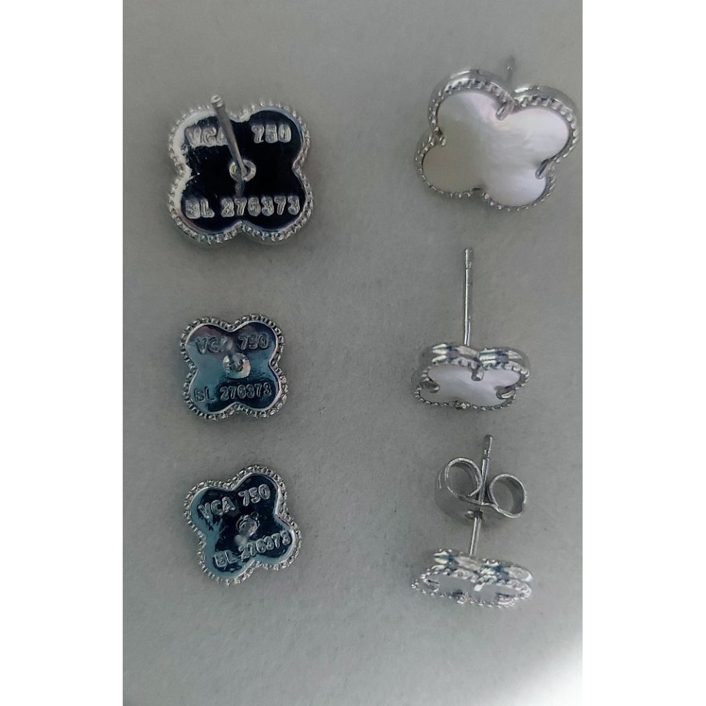 Clover stud Earring Mother of Pearl/ laser style accent product photo 2