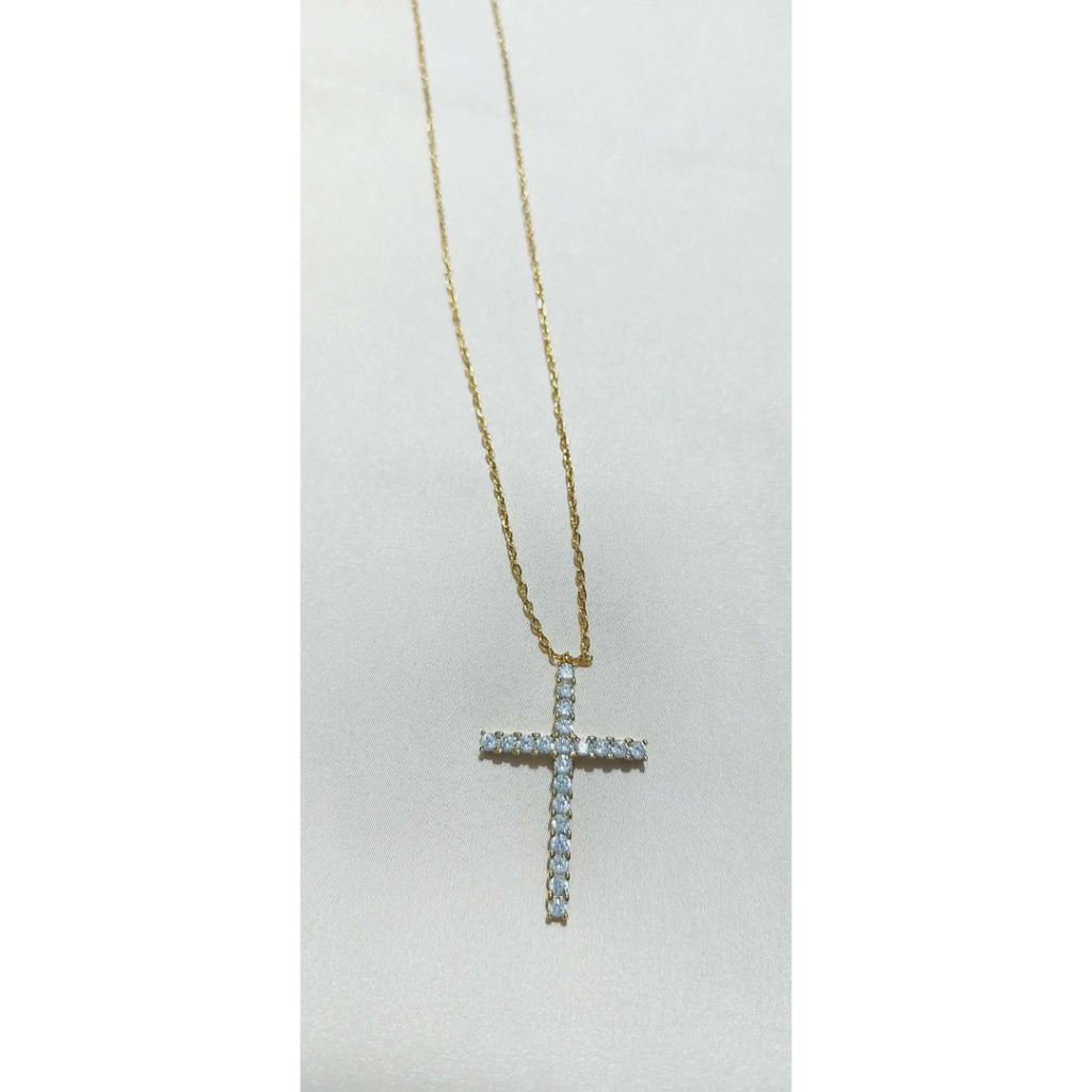 Simple Cross Necklace in Yellow Gold Setting | Adjustable 16–18 Inches product photo 4