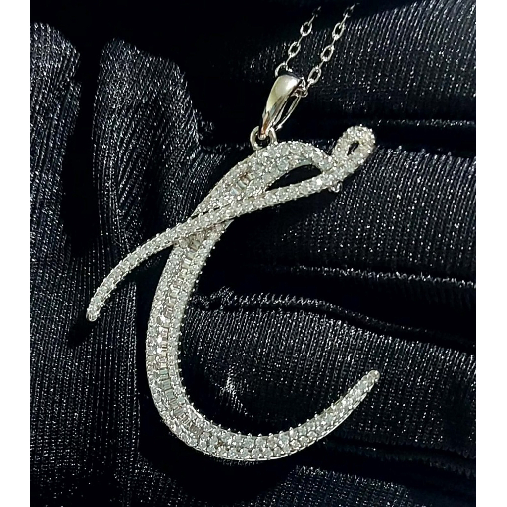 Statement Letter Necklace | Handcrafted Diamond Letter | Platinum Setting | 22 Inches product photo 4
