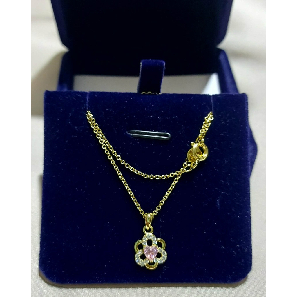 Flower Pendant Necklace | Pink Sapphire & Diamond | Adjustable 14–16 Inches