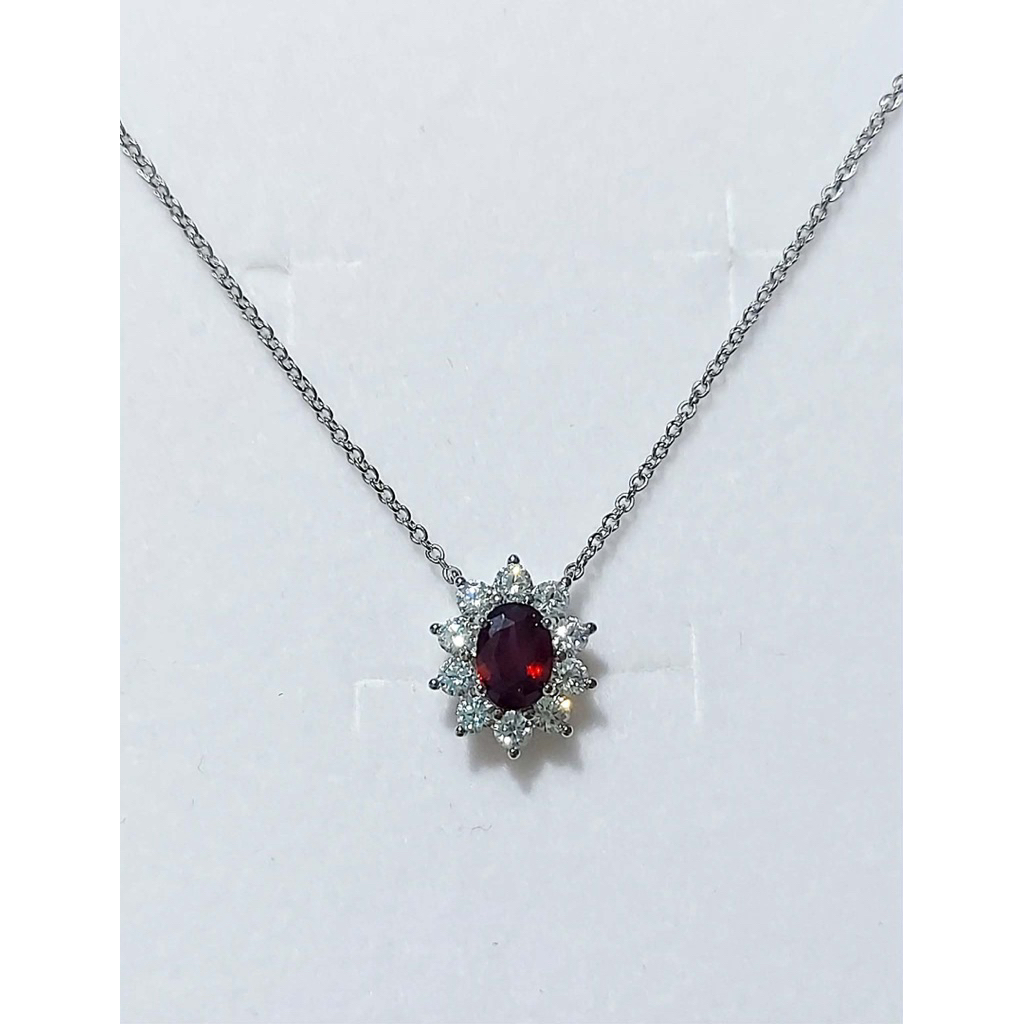 Elegant Estate Ruby & Diamond Pendant | Oval Ruby Center | Adjustable Length product photo 5