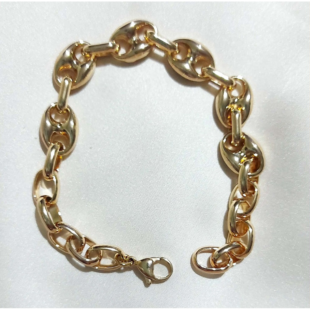 Elegant Puffy Mariner Link Bracelet | Champagne Gold Setting | 8 Inches product photo 3