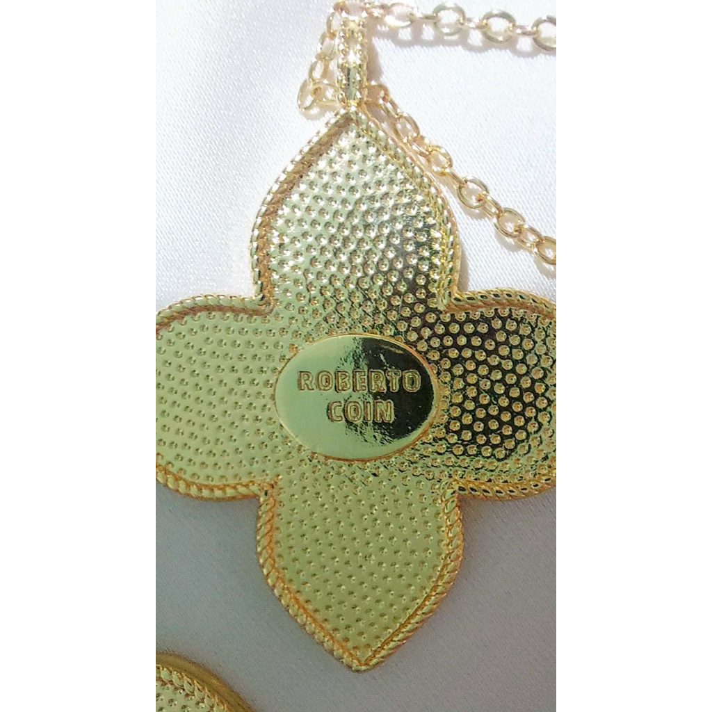 RC Princess Flower Long Necklace | 18K Yellow Gold | Diamond & Blue Enamel product photo 3