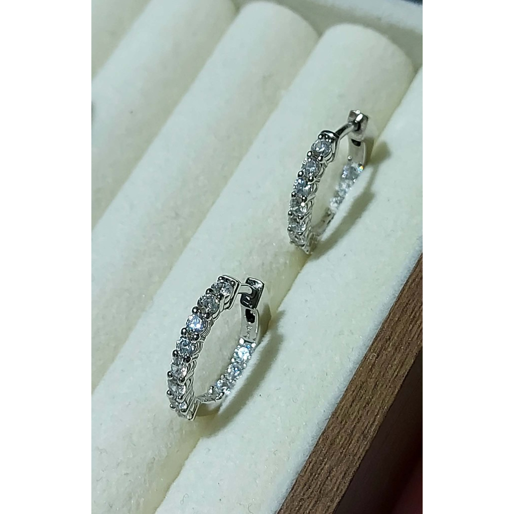 Inside-Out Lab Diamond Huggies/Hoop Earrings | 2cm | Platinum Setting | Secure Lock product photo 5