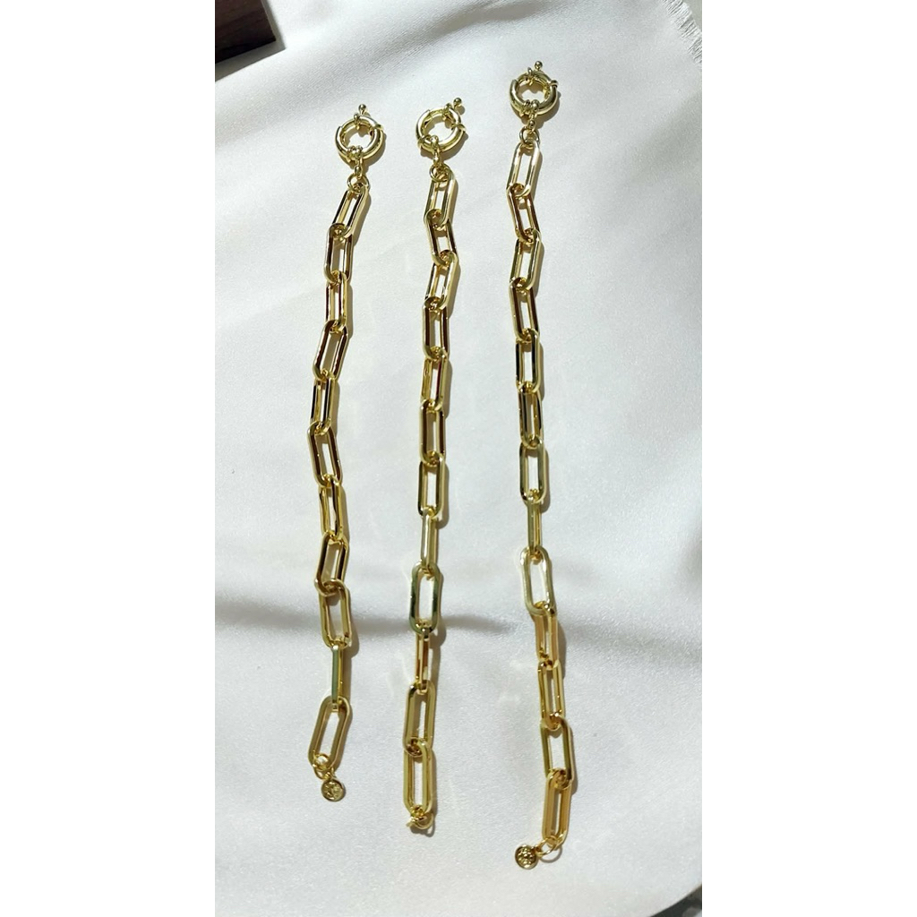 Big Paperclip Bracelet with Sailor Clasp | 18cm & 20cm | Yellow Gold Setting product photo 4
