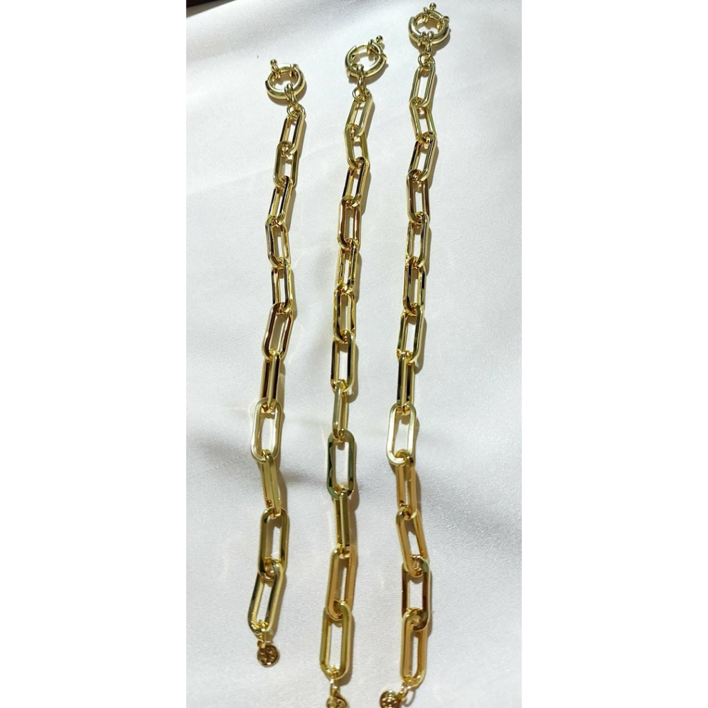 Big Paperclip Bracelet with Sailor Clasp | 18cm & 20cm | Yellow Gold Setting