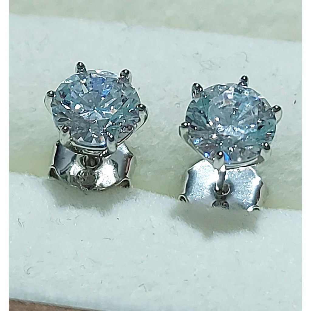 8mm Round Diamond Stud Earrings | 6-Prong Setting | Platinum Finish product photo 5