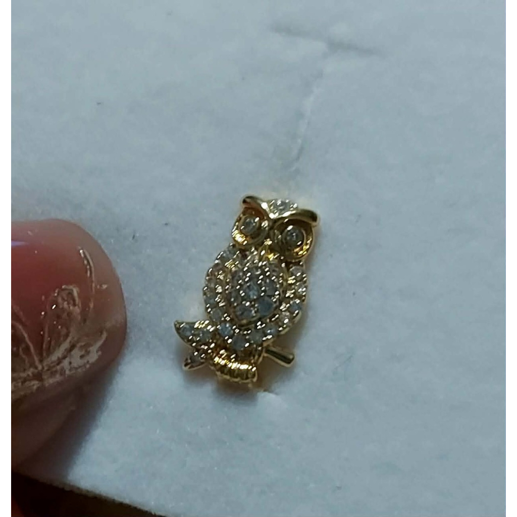 Owl Clip style Earrings Gold Tone Pave Diamond Accent |Owl Earrings,Handcrafted product photo 3