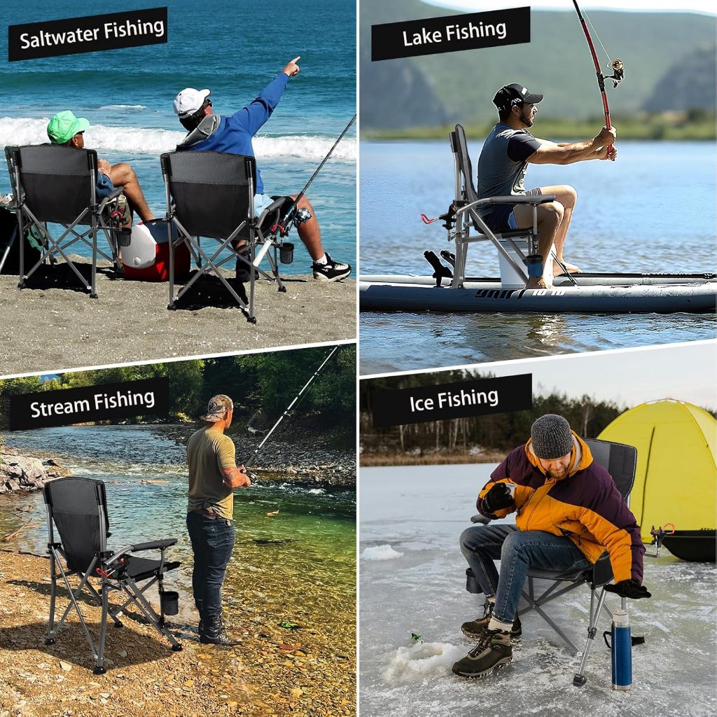 Outdoor folding chair heavy duty Camping Chair Portable Fishing Chair 220KG Large Load-Bearing 【COD】 — view 8
