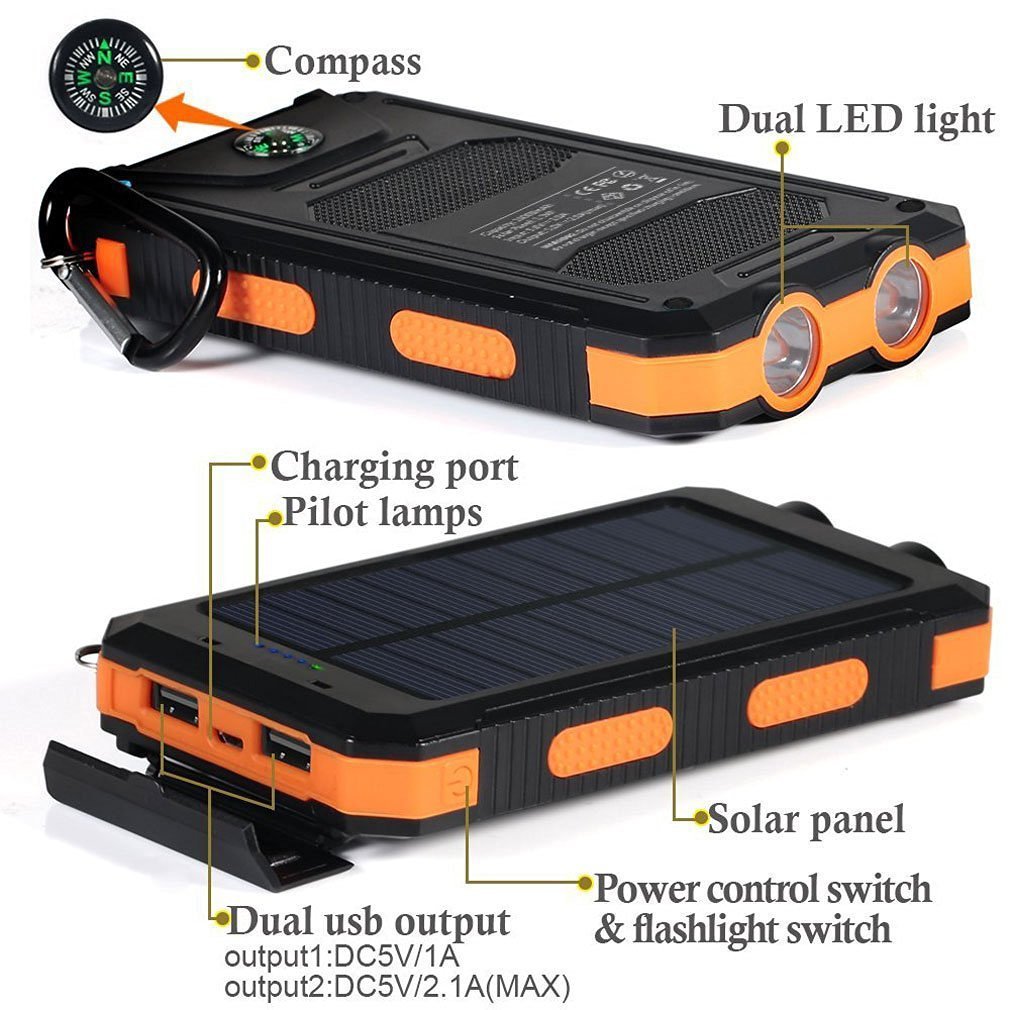 20000mAh Solar Power Bank, Waterproof Portable Charger with Fast Charging - Image 2