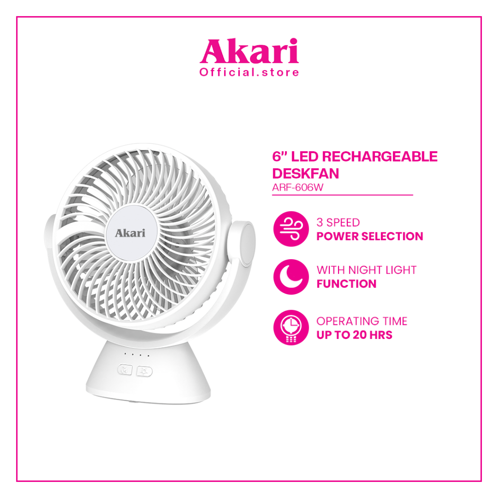 BUY 1 TAKE 1 Akari 6" Rechargeable Desk fan w/ Night Light Function (ARF-606) — view 2