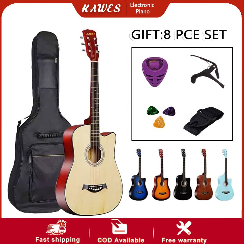 Guitar 38 Inch Acoustic Guitar Low Action GitaraOriginal Suitable forAdult and Beginners Freebies