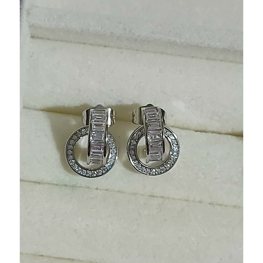 CD Door Knocker Inspired Stud Earrings with Diamonds – 18K Gold Vermeil product photo 3